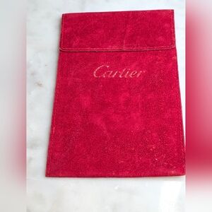 Cartier Vibrant Red Suede Pouch-4.5"W X 7"H